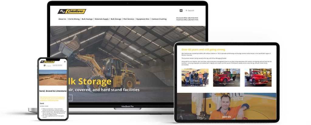 B&J Catalano Website Mockup on multiple devices