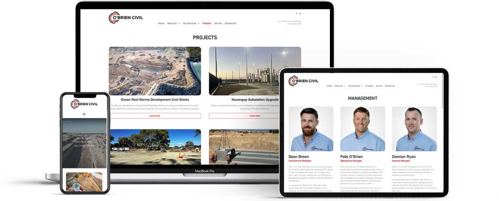 O'Brien Civil website mockup